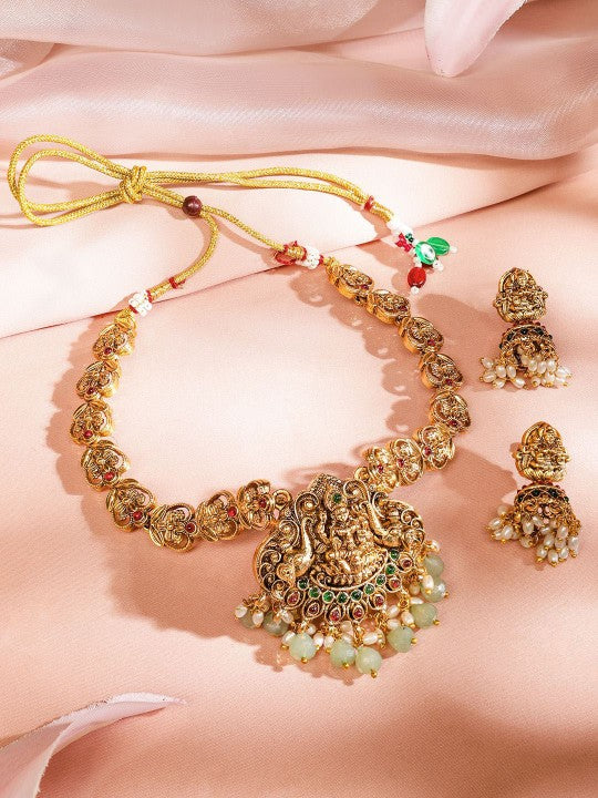 Women Gold-Plated Artificial Beads-Studded & Beaded Traditional Jewellery Set VitansEthnics