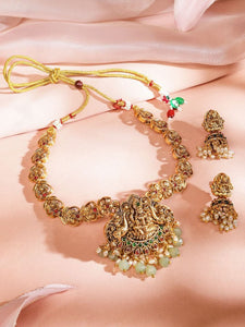 Women Gold-Plated Artificial Beads-Studded & Beaded Traditional Jewellery Set VitansEthnics