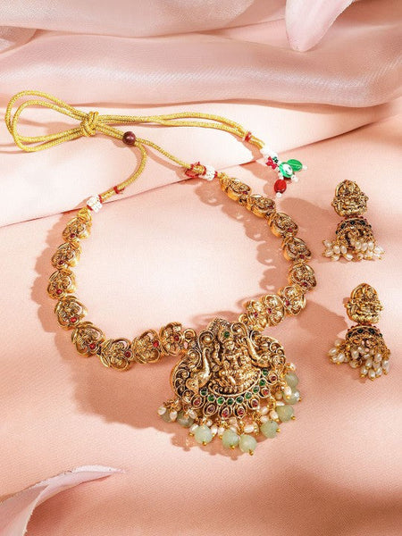 Women Gold-Plated Artificial Beads-Studded & Beaded Traditional Jewellery Set VitansEthnics