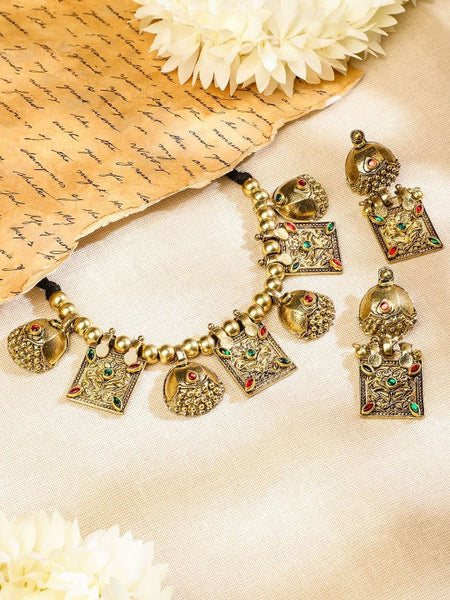 Women Gold-Plated Cubic Zirconia-Studded & Beaded Traditional Jewellery Set VitansEthnics