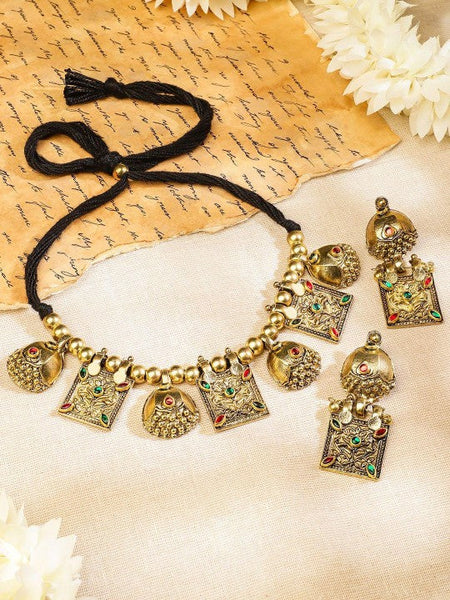 Women Gold-Plated Cubic Zirconia-Studded & Beaded Traditional Jewellery Set VitansEthnics