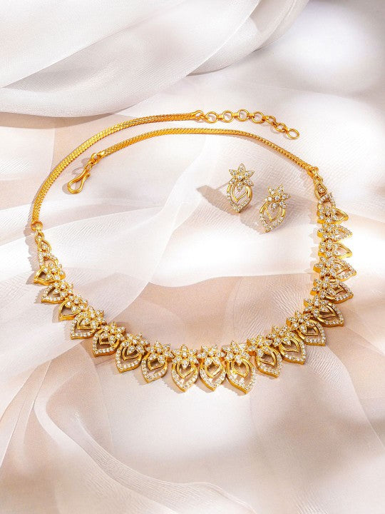 Women Gold-Plated Cubic Zirconia Studded Jewellery Set VitansEthnics