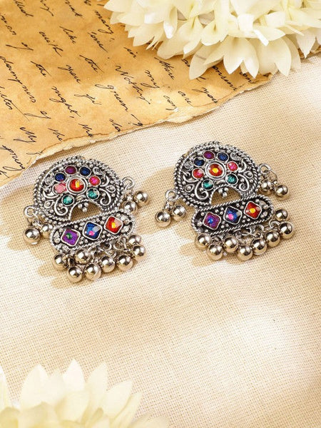 Women Silver-Plated Cubic Zirconia-Studded & Beaded Jewellery Set VitansEthnics