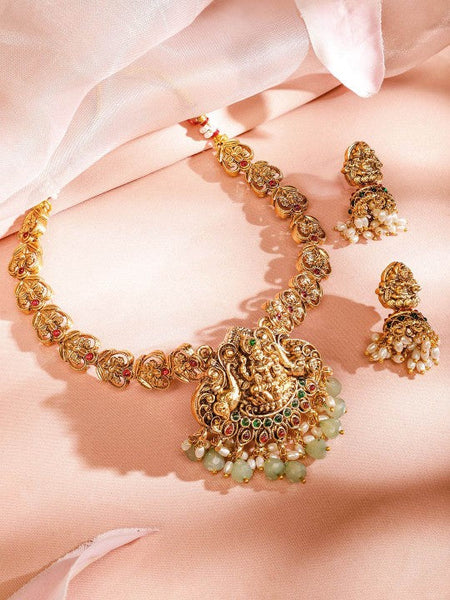 Women Gold-Plated Artificial Beads-Studded & Beaded Traditional Jewellery Set VitansEthnics