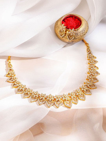 Women Gold-Plated Cubic Zirconia Studded Jewellery Set VitansEthnics