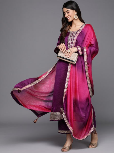 Women Floral Printed Kurta With Trousers & Dupatta Set