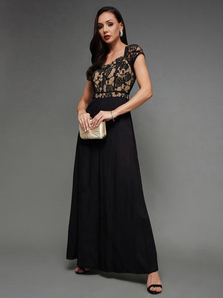 Women Black self design Indo Western V-neck Jumpsuit VitansEthnics