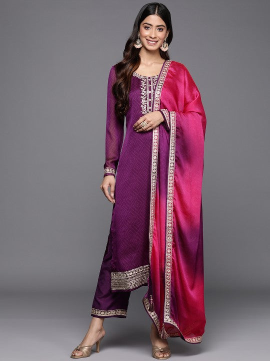 Women Floral Printed Kurta With Trousers & Dupatta Set