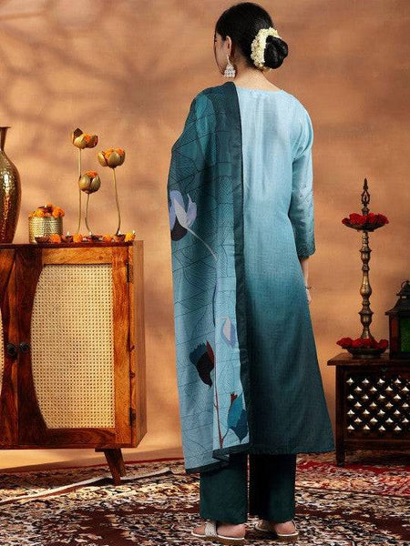 Women Ombre Regular Beads and Stones Kurta with Trousers & With Dupatta Set VitansEthnics
