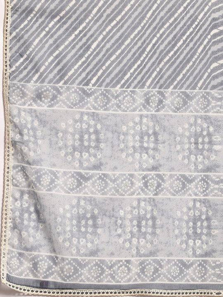 Women Bandhani Printed Pleated Pure Cotton Kurta with Palazzos & With Dupatta Set VitansEthnics