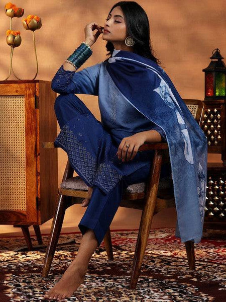 Women Ombre Dyed Regular Beads and Stones Kurta with Trousers & With Dupatta VitansEthnics