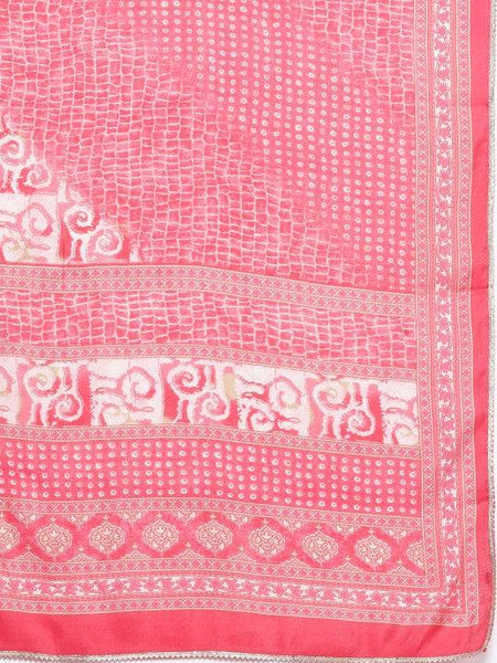 Women Printed Pleated Gotta Patti Kurta with Palazzos & Dupatta Set VitansEthnics