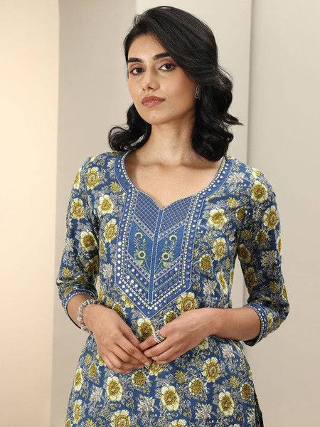 Women Floral Printed Regular Mirror Work Kurta with Trousers & With Dupatta Indian Suit Set VitansEthnics