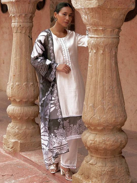 Women Floral Printed Beads and Stones Kurta with Trousers & Dupatta Set VitansEthnics