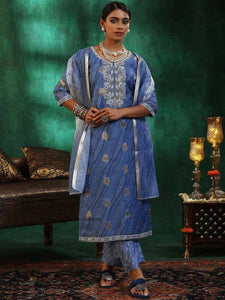 Women Leheriya Regular Sequinned Kurta with Trousers & With Dupatta Set VitansEthnics