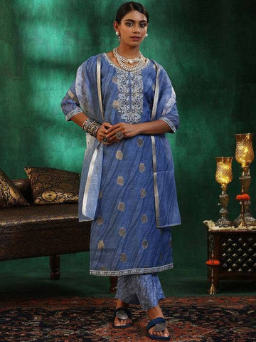 Women Leheriya Regular Sequinned Kurta with Trousers & With Dupatta Set VitansEthnics