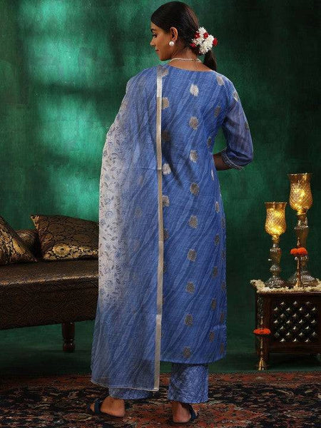 Women Leheriya Regular Sequinned Kurta with Trousers & With Dupatta Set VitansEthnics