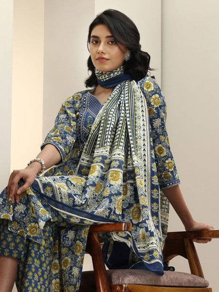 Women Floral Printed Regular Mirror Work Kurta with Trousers & With Dupatta Indian Suit Set VitansEthnics