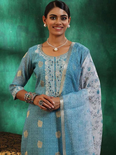 Women Ethnic Motifs Regular Sequinned Kurta with Trousers & With Dupatta Set VitansEthnics