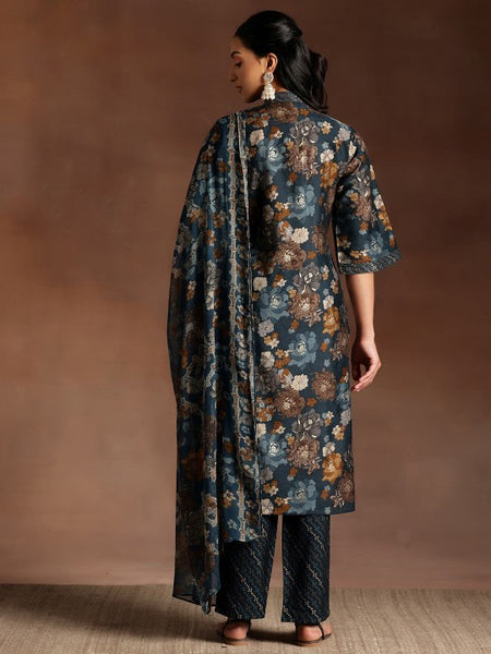 Women Floral Printed Straight Kurta With Trousers & Dupatta Set