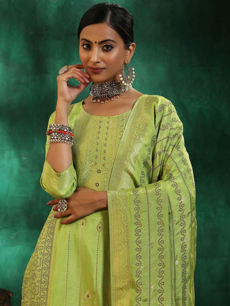 Women Ethnic Motifs Regular Kurta with Trousers & With Dupatta Set