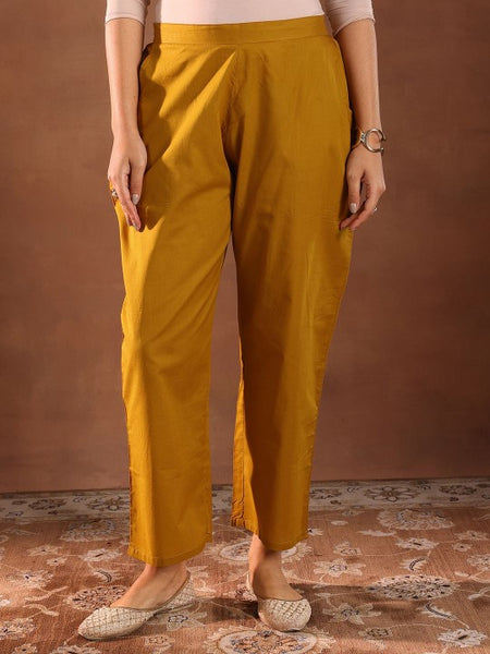 Floral Embroidered Thread Work Chanderi Silk Straight Kurta with Trousers & Dupatta Set