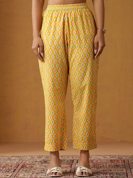 Women Geometric Printed Regular Aline Calf Length Kurta with Palazzos & Dupatta Set VitansEthnics
