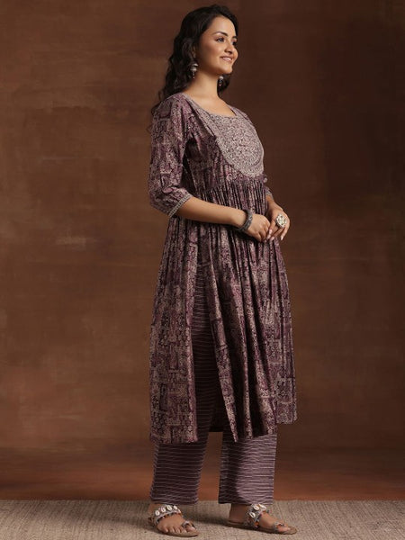 Women Ethnic Motifs Embroidered Pleated A-Line Kurta With Trouser & Dupatta