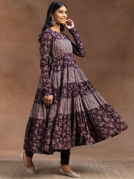Women Floral Printed Panelled Kurta with Churidar & With Dupatta VitansEthnics