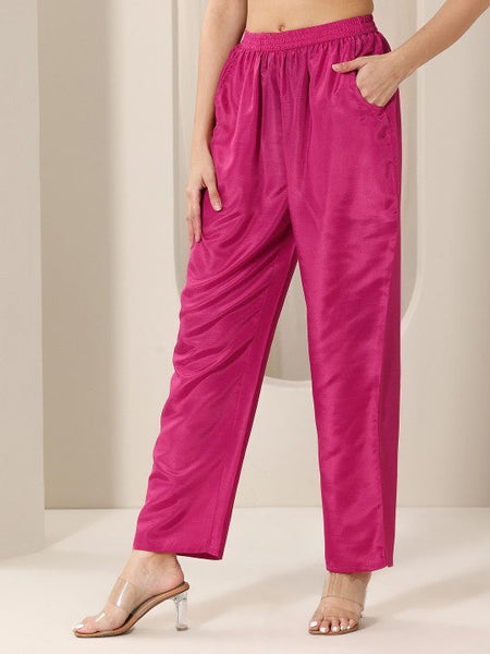 Women Bandhani Printed Round Neck Sequinned Straight Kurta With Trouser & Dupatta Set VitansEthnics