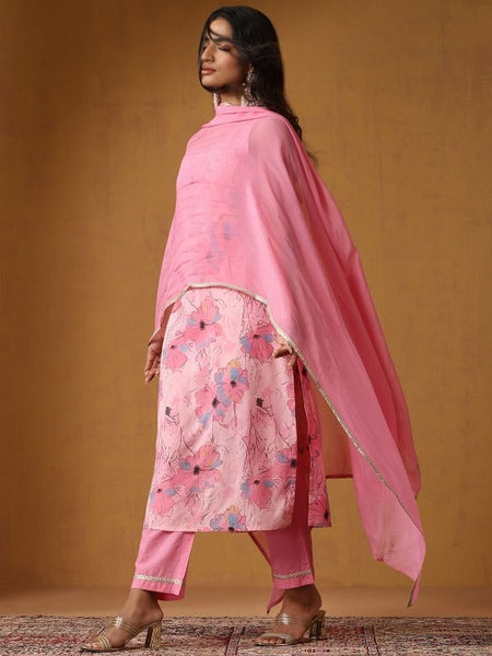Women Floral Printed Regular Kurta with Palazzos & With Dupatta Set VitansEthnics
