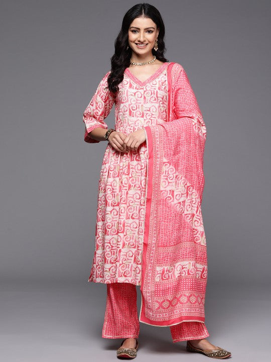 Women Printed Pleated Gotta Patti Kurta with Palazzos & Dupatta Set VitansEthnics