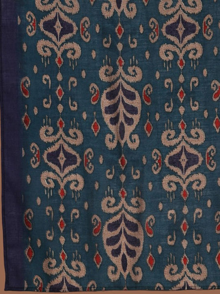 Women Blue Floral embroidered Zari Kurta With Trousers & Dupatta