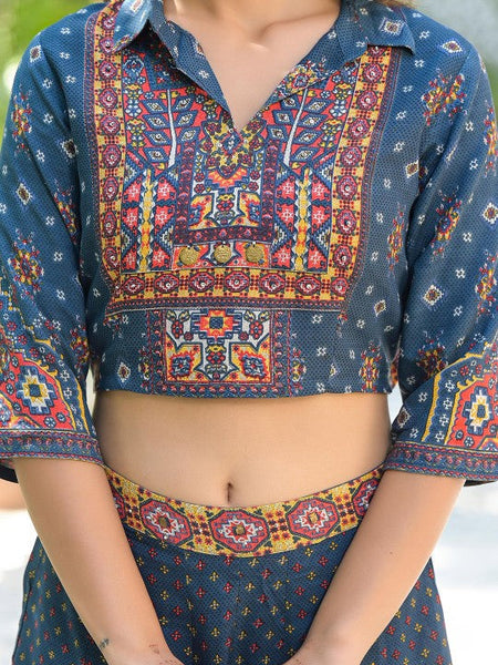 Women Printed Top With Palazzo Co-Ords Set Indo-Western Outfit VitansEthnics