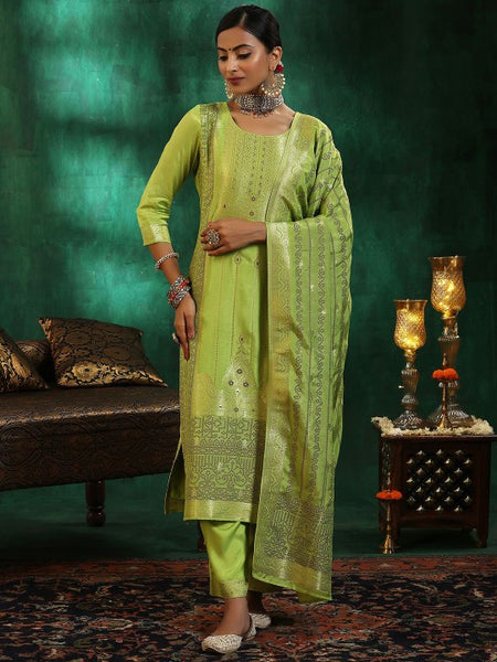 Women Ethnic Motifs Regular Kurta with Trousers & With Dupatta Set