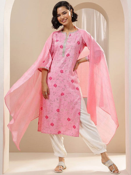 Women Floral Printed Regular Sequinned Kurta with Salwar & With Dupatta Indian Suit Set VitansEthnics