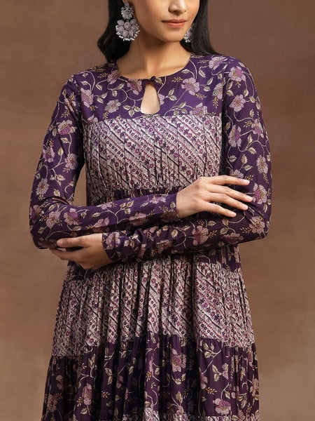 Women Floral Printed Panelled Kurta with Churidar & With Dupatta VitansEthnics