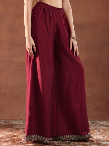 Women Floral Embroidered Sequinned Straight Kurta with Palazzos & Dupatta
