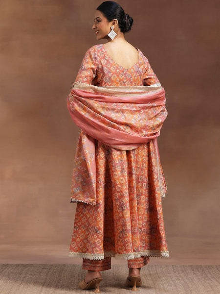 Women Ethnic Motifs Printed Zari Panelled Flared Kurta With Trouser & Dupatta