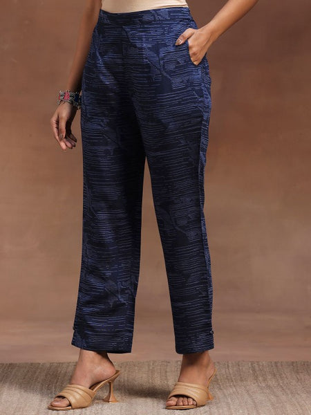 Women Blue Floral embroidered Zari Kurta With Trousers & Dupatta