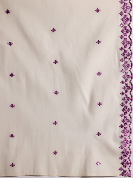 Ethnic Motifs Embroidered Mirror Work Pure Cotton Kurta with Trousers & Dupatta Set