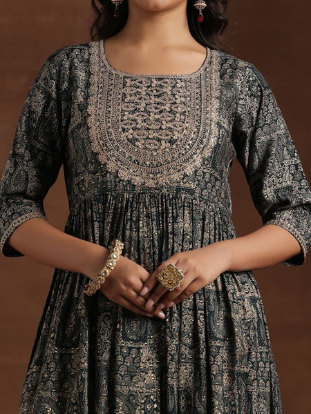 Women Ethnic Motifs Embroidered Pleated A-Line Kurta With Trouser & Dupatta