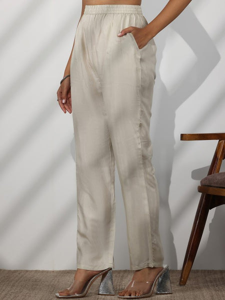 Women Floral Printed V-Neck Thread Work Kurta With Trousers & Dupatta Set