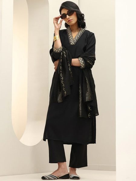 Women Ethnic Motifs Yoke Design Regular Sequinned Kurta with Trousers & With Dupatta VitansEthnics