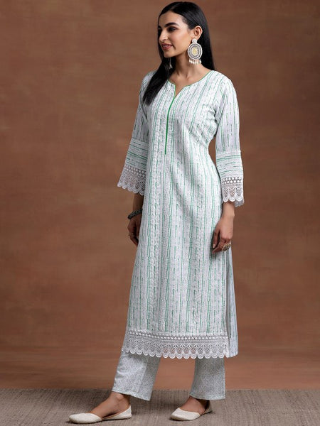 Notched Neck Flared Sleeves Floral Embroidered Straight Kurta with Palazzo & Dupatta Set