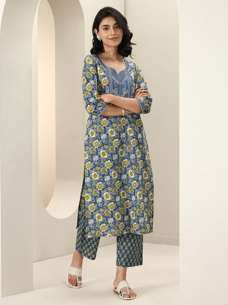 Women Floral Printed Regular Mirror Work Kurta with Trousers & With Dupatta Indian Suit Set VitansEthnics
