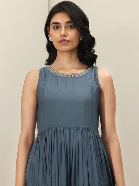 Women Pleated Kurta with Trousers & With Dupatta Indian Suit Set VitansEthnics