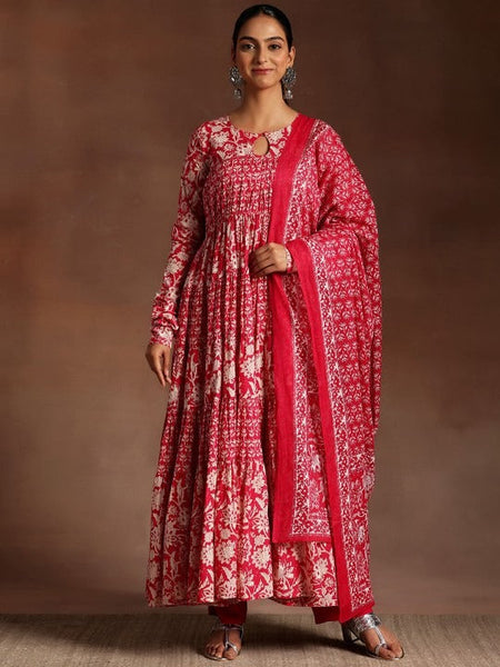 Women Floral Printed Panelled Kurta with Churidar & With Dupatta VitansEthnics