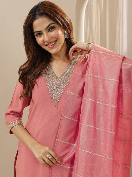 Women Ethnic Motifs Yoke Design Regular Sequinned Kurta with Trousers & With Dupatta Indian Suit Set VitansEthnics