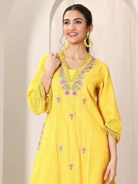 Women Floral Embroidered Square Neck Panelled Mirror Work Kurta With Palazzo & Dupatta Set VitansEthnics